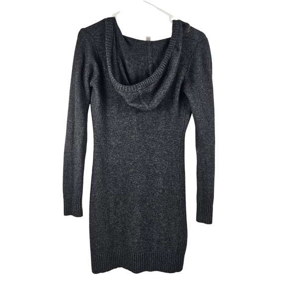 Esprit Womens Sweater Dress Wool Blend Argyle Gray Tan Angora Rabbit Hair Hood S - Picture 4 of 12